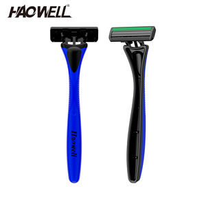 HAOWELL P07302 Maquinilla de afeitar desechable de acero inoxidable, <span class=keywords><strong>afeitadora</strong></span> de triple hoja con tira de lubricante, gran oferta <span class=keywords><strong>AMAZON</strong></span> para hombre y mujer - Product Image 2