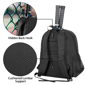 Sac de sport <span class=keywords><strong>pour</strong></span> squash, 2 raquettes, badminton, pickleball, tennis, sac à dos avec port de charge USB, portable, résistant à l'eau, antivol - Product Image 3
