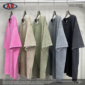 Merk Gewassen Zwaargewicht Streetwear Effen Blanco Oversized Drop Shoulder Heren Op Maat Gemaakte Katoenen T-Shirts - Product Image 4