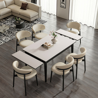 Ensemble table et chaises pliantes rétractables en bois massif, pour usage domestique, moderne, 4 places, petite table rectangulaire pour appartement