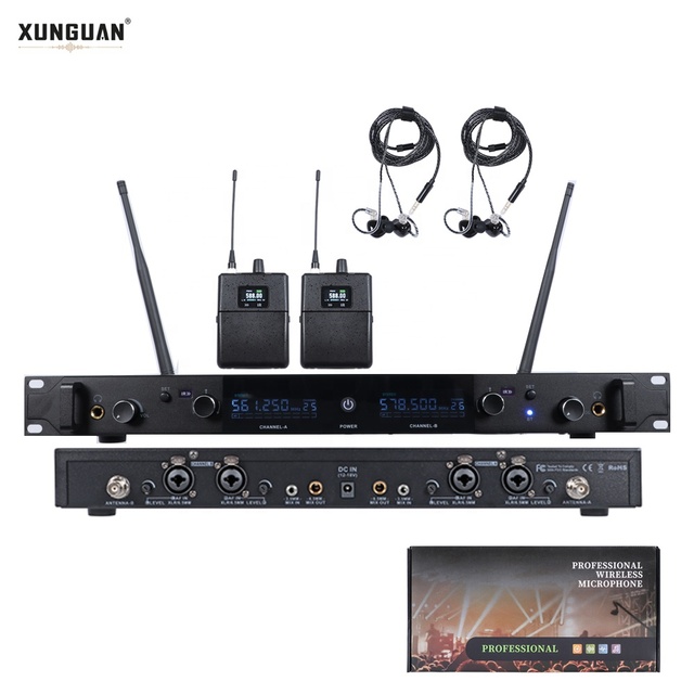 XUNGUAN ST-202 Professional 2-CH Studio Monitor Both Stereo and Mono Are Compatible IEM Headset Wireless Microphone System