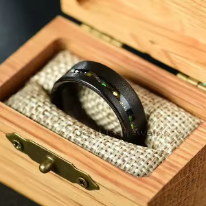 Gentdes Jewelry 8mm <strong>Flat</strong> Sandblast Groove Sequins Inlay <strong>Titanium</strong> Steel <strong>Ring</strong> Men <strong>Ring</strong> Wedding Bands US Size 6 to 17 - Product Image 3