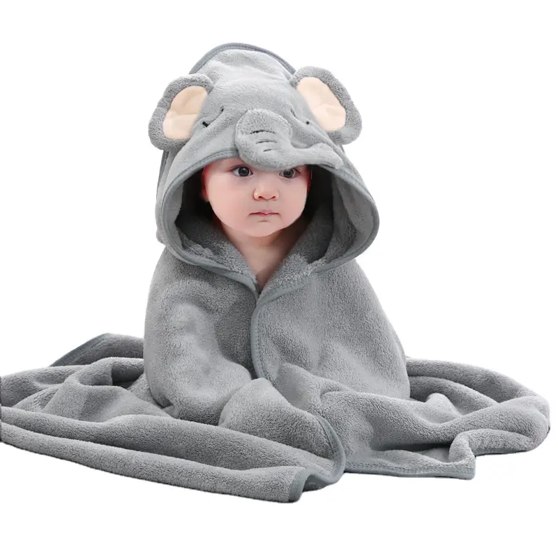 New design supersoft coral fleece cartoon children hooded bath towel cape bathrobe without shedding