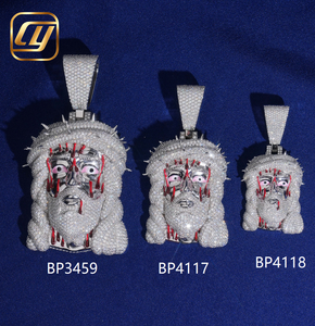 Colgante de Cabeza de Jesús de Plata de Ley 925 con Diamantes Cultivados en Laboratorio, Joyería Fina Hip Hop CHOYUE, Pasa el Test de Diamantes - Product Image 1