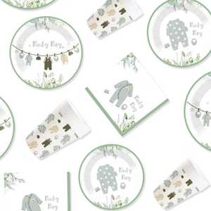 DAMAI - Vajilla Desechable para Fiesta de Revelación de Género de Bebé, Platos y Servilletas de Papel con Diseño de Equipo de Niño, Decoraciones para Baby Shower para 8 Invitados - Product Image 6
