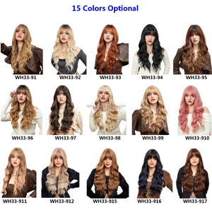 Offres Spéciales doré brun point culminant rose <span class=keywords><strong>Manga</strong></span> transparent frange vague boucles cheveux longs tempérament moelleux paresseux perruque pour les cheveux des femmes - Product Image 6