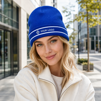 Haixing Bonnet en acrylique personnalisé avec logo brodé, couleur unie, bord contrastant, unisexe, pour l'hiver, OEM ODM