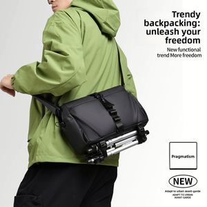 Bolso Bandolera Casual y Funcional para Hombre, de Gran Capacidad, Multifuncional, de Nailon con Revestimiento Negro Impermeable, para Viajes al Aire Libre - Product Image 3