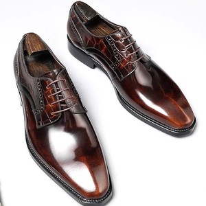 High-End Custom Men's Derby Shoes Top-Grain Leather Casual Breathable Soft-<b>Soled</b> Brogue Detailing - Product Image 1