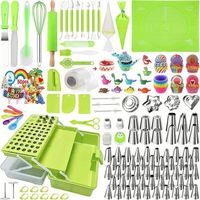 1 pièce Kit d'embouts de décoration de gâteaux jetables résistants au four, avec boîte de rangement à trois niveaux, embout pour crème en plastique