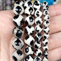 Perles rondes en agate Dzi tibétaine à facettes en pierre naturelle de 8 mm, perles intercalaires lâches pour la fabrication de bijoux, bracelets et colliers DIY
