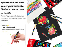 Nouvel ensemble de marqueurs acryliques liquides Guangna 366 couleurs, imperméables et effaçables, avec pointe souple pour le dessin sur papier pour étudiants