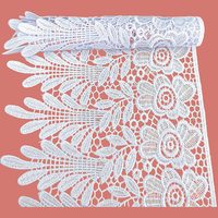 Tissu en dentelle polyester/coton, ruban de dentelle orné de broderies blanches pour chaussures et sacs de mariage