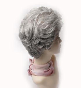 Peluca WIGTS Chic Gris Mezcla, Cabello Humano Anudado a Mano, 6 Pulgadas, 50% Gris Mezcla, 80% Gris, Tacto Suave, Extensión Natural - Product Image 1