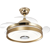 Luz de ventilador de techo LED de estilo simple para altavoz Bluetooth venta al por mayor Gran oferta ventilador retráctil Control remoto para Baño
