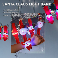 Bracelet lumineux de Noël en tissu peluche motif Père Noël, non toxique, avec anneau à pression, cadeau décoratif pour poignet, jouet lumineux
