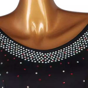 Vestido de Competición de Baile Latino sin Tirantes con Espalda Descubierta, Cuello con Incrustaciones de Diamantes de Imitación, Falda de Vals, <span class=keywords><strong>Tango</strong></span>, Baile de Salón y Swing para Mujer, Spandex/Nylon - Product Image 3