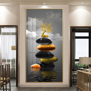 Cerf doré allongé <span class=keywords><strong>sur</strong></span> la roche peinture art mural de luxe pour couloir et décoration murale de la maison photo impression toile et affiches - Product Image 4