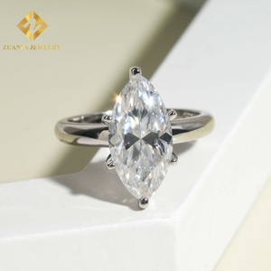 Anneaux en argent sterling 925 avec moissanite taille marquise, testés au diamant, bijoux, bagues de fiançailles en diamant pour femmes - Product Image 6