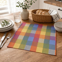 Set de table en coton et lin tissé à carreaux 40x40cm, coloré, protection de table, idéal pour hôtels, mariages, fêtes, Noël, vente en gros