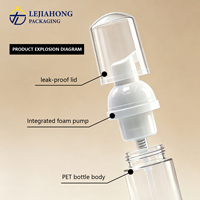Botol Pompa Busa Plastik PET 30-100ml Warna & Logo Kustom Botol Busa Kosong untuk Kosmetik Perawatan Kulit