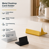 Support de menu triangulaire pliable en métal électroplaqué personnalisé OEM pour affichage sur table de restaurant, mariage ou bureau