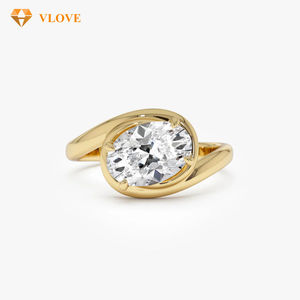 1.50ctw 14k ठोस सोने के अंडाकार आकार के लैबोड हीरा सोलिटेयर बाईपास सगाई शादी की पार्टी रिंग ट्रेंडी गहने निर्माता - Product Image 1