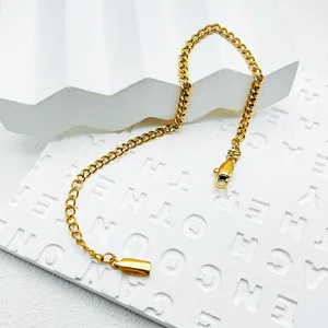 <span class=keywords><strong>Chaîne</strong></span> cubaine eManco 3MM plaquée or pour femme, chevillères en acier inoxydable avec <span class=keywords><strong>grande</strong></span> boucle mousqueton réglable, bijoux <span class=keywords><strong>de</strong></span> pied, expédition en 48 heures - Product Image 6