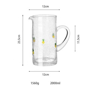 Ensemble de carafe et verres en verre épaissi à design créatif, avec poignée, motif bec d'<span class=keywords><strong>aigle</strong></span> et décorations de fruits - Product Image 3