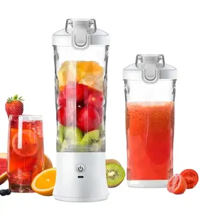 Blender Mini USB 600ml, dapat diisi ulang USB portabel Blender Stainless Steel 6Blade Mixer jus bertenaga baterai listrik untuk rumah tangga mobil Garag