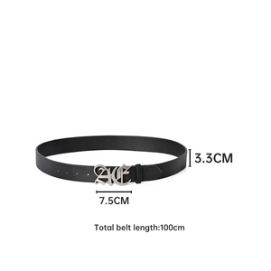 Cinturón Dives S23WB07172 de 3.3 cm de Ancho, Estilo Hip Hop, con Hebilla de Aleación y Cuero PU de Alta Calidad con Corte 3D en Plata Antigua, Logotipo Personalizable - Product Image 3