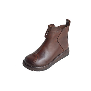 Botines de Piel Auténtica Retro con Cordones y Tacón Plano para Otoño e Invierno - Product Image 5