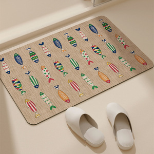 Cute Cartoon Fish Diatomaceous Earth Bath Mat Rectangle Absorbent <b>Non</b> <b>Slip</b> Kitchen Bathroom <b>Floor</b> Mat - Product Image 1