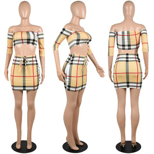 2022 Mùa Hè Ngắn Hai Mảnh Thiết Lập Phụ Nữ Quần Áo In Dài Tay Áo <span class=keywords><strong>Crop</strong></span> Top Bodycon Dresses Sexy Ngắn Mini Váy - Product Image 6