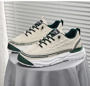 Chaussures de sport décontractées pour hommes, blanches unies, à lacets, bout pointu, semelle épaisse, tendance automne-hiver, en cuir synthétique, chaudes et robustes - Product Image 4