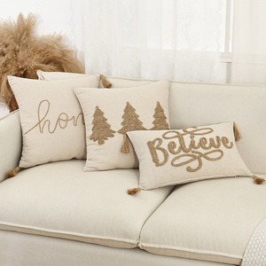 Fundas de almohada para el hogar con bordado de diseñador, fundas de cojines con patrón de plantas para sala de estar - Product Image 6