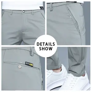 Custom Logo Golf Broek Heren Khaki Ademend Chino Broek Stretch Slim Fit Casual Broek Voor Mannen
