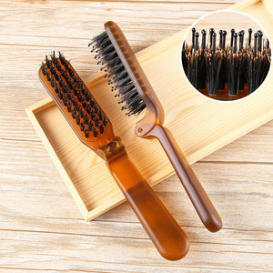 Cepillo para el cabello plegable de cerdas de jabalí, rectangular, de plástico, plegable, para peinar rizos y dar volumen - Product Image 1
