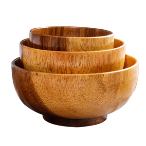 Vajilla de Madera de Acacia Estilo Japonés - Tazón para Servir Sostenible para Fiestas, para Ensaladas, Sopas u Otros Platos - Product Image 4