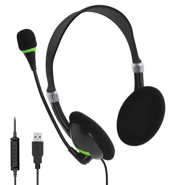 High Performance Most Powerful USB Wired Headsets IPX-4 Waterproof Reusable Volume Control Mute Gaming On-Ear Headphones