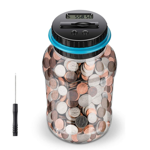 Tirelire électronique 1,8 L avec compteur de pièces numérique LCD, boîte de défi d'épargne à comptage automatique des monnaies, pour pièces de monnaie US <span class=keywords><strong>et</strong></span> <span class=keywords><strong>Euro</strong></span> - Product Image 3