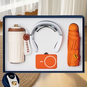 Promotional Coffee Cup+Umbrella+Neck Neck+Power Bank+Massage Device 4-in-1 Customized Logo Business Mobile Power <b>Gift</b> <b>Set</b> - Product Image 2