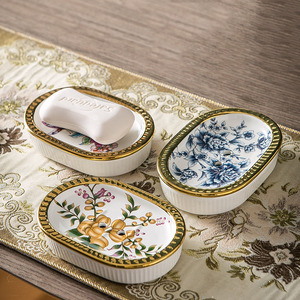 Tự thoát nước món ăn xà phòng hai lớp thanh khay xà phòng trắng gốm món ăn xà phòng với mô hình thanh lịch - Product Image 2