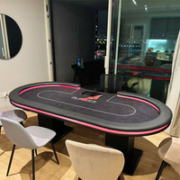 Table de poker personnalisée professionnelle pour 10 joueurs, tables de poker de casino Texas avec éclairage LED, fournisseur unique de luxe