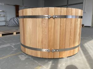 Nuovo prodotto vasca per ghiaccio in acciaio inox rivestimento in legno massello per due persone vasca rotonda - Product Image 5