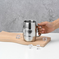 Mug à café en acier inoxydable au design moderne, à double paroi isolée, avec poignée, pour les fêtes