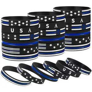 Wholesale Custom USA Flag Rubber Bracelet United States Independence Day PVC Wrist Strap Band American Silicone Wristbands