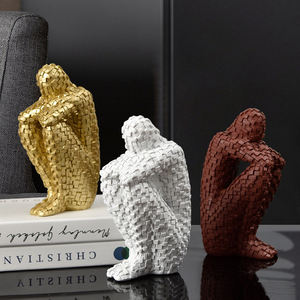 Décoration Esthétique Mini Statues de Penseur Hommes Art Abstrait Résine Sculpture Artisanat Décoration de Table Pour Salon - Product Image 2