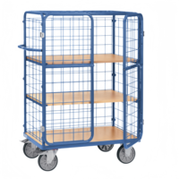 Chariot logistique OEM ALLWORLD CH05102 robuste à quatre roues, avec cage en fil d'acier, capacité 500 kg, dimensions 800*600*1700, revêtement poudré