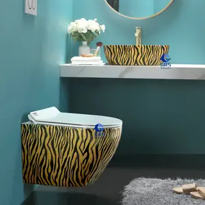 陶瓷动物图案中国无框批发浴室壁挂圆形马桶